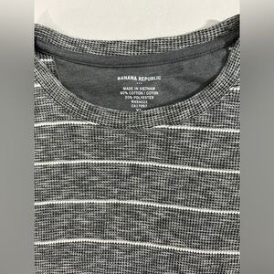 Banana Republic Gray Striped Long Sleeve Waffle Knit Shirt Men’s L